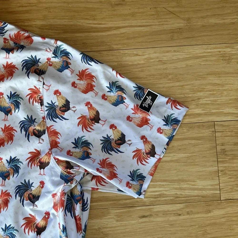 Waggle Golf Mens X-Large Multicolor Rooster Print Polo Shirt Short Sleeve - Picture 6 of 6